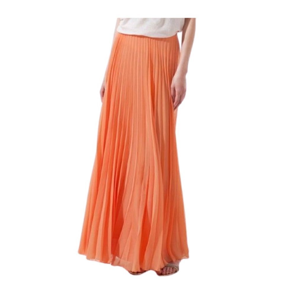 Nine 3 Two Pleated Maxi Skirt | Orange | L